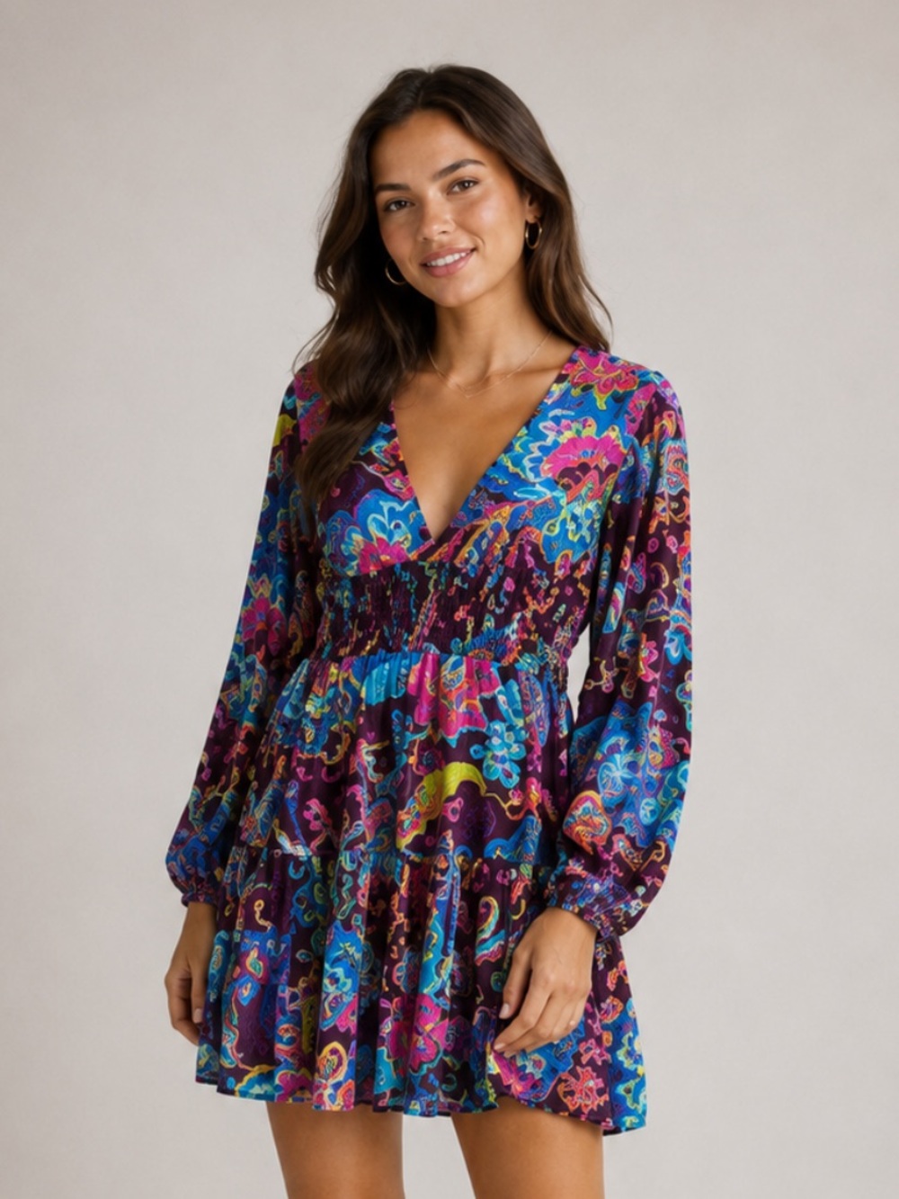 Adrianna Papell Women's Printed
Balloon-Sleeve Fit & Flare Dress -NWT- Size 14